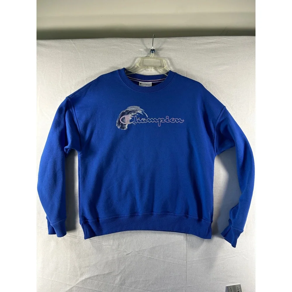 Champion Mens Royal Blue Graphic Logo Crewneck Sweatshirt GF535 ROI Size‎ M